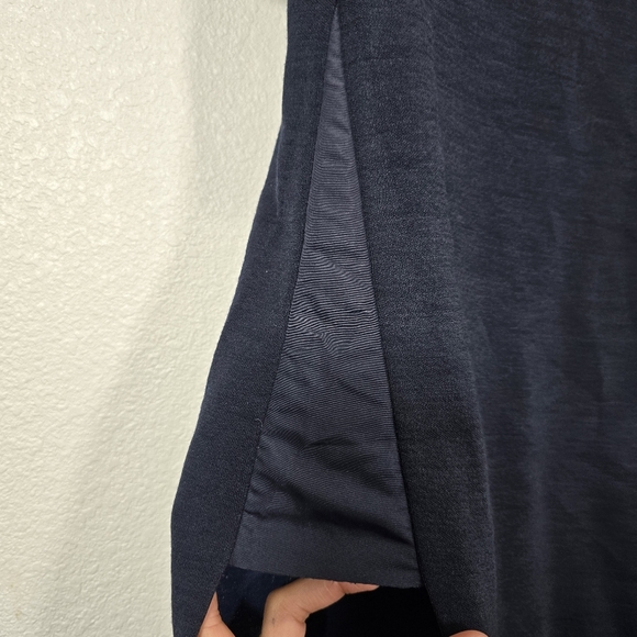 COS Womens XS Blue Wool Blend Mock Neck‎ High Low Shift Dress Short Sleeve - Picture 8 of 11